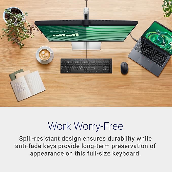 Dell KB525C Wired Collaboration Keyboard - USB-C & USB-A Versatile connectivity, 15 Programmable Shortcuts, Collaboration Keys - Zoom & Microsoft Teams, Copilot Key, Silent Keys - Black