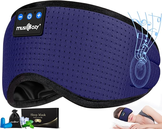 MUSICOZY Sleep Headphones Breathable Bluetooth 5.4 Headband 3D Sleeping Headphones, Wireless Eye Mask Sleep Earbuds for Side Sleeper Women Office Air Travel Cool Tech Gadgets Unique Gifts of 2 Packs