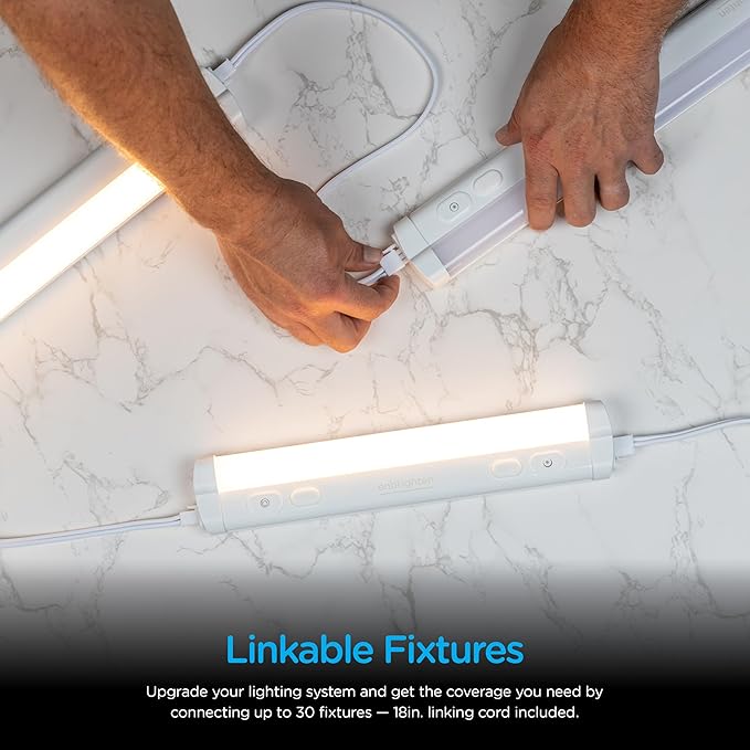 Enbrighten 18 inch Plug-in Under Cabinet Lights, 1245 Lumens, Five White Settings from (2700K-6500K), Full Range Dimmable, One-Touch Sync Control, Linkable Under Counter Lights for Kitchen 82785-T1