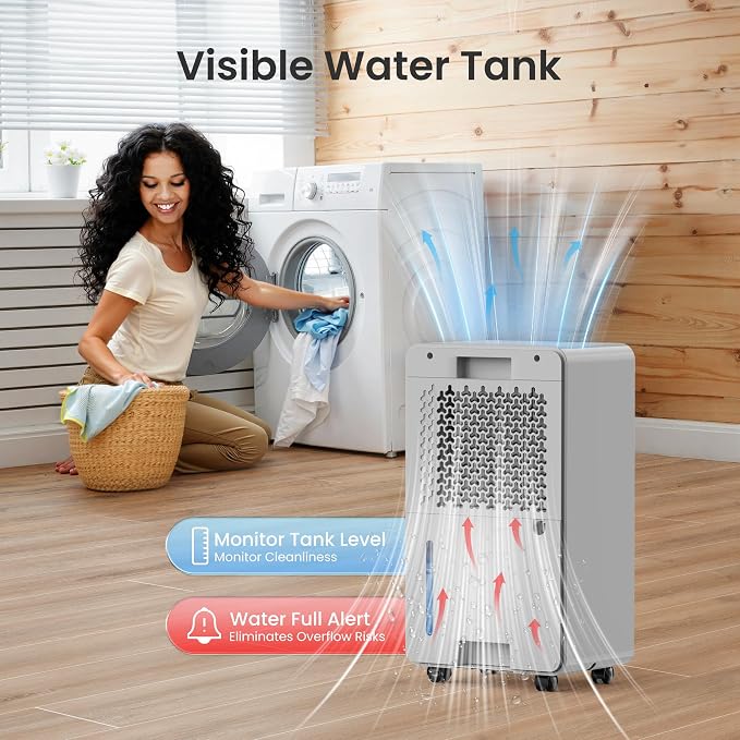 CHIVALZ 1500 Sq.ft Dehumidifier for Basement with Drain Hose, 2026 Upgraded 25 Pints Dehumidifiers for Home, Bedroom, Bathroom, RV, Intelligent Humidity Control, 3 Modes, 24H Timer, Grey 1Pack
