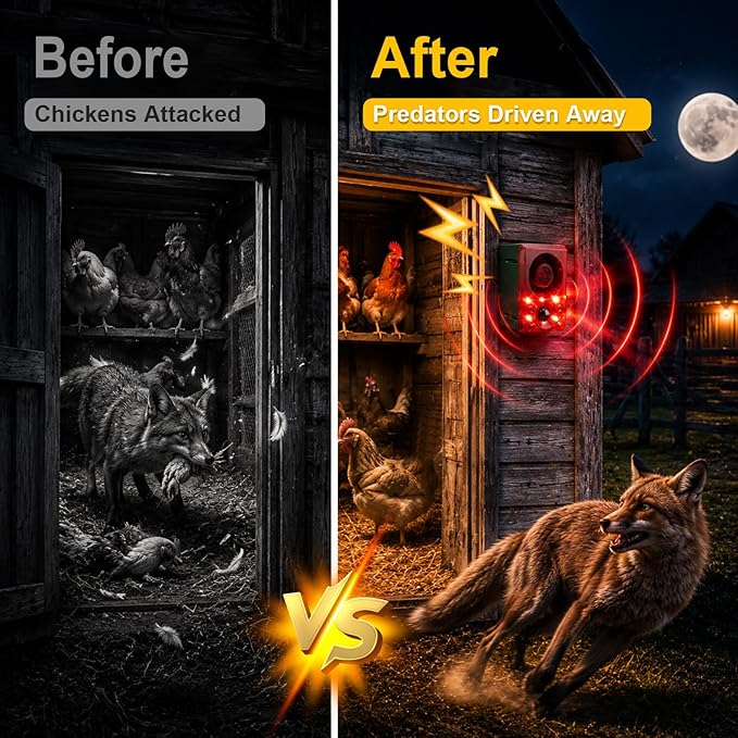 ChunHee Solar Outdoor Motion Sensor Alarm with Dog Barking Gunshot Sound, Support Recording and Adjustable Volume, 130db Loud Noise Maker 3 Work Modes Strobe Light for Home, Villa, Farm, Barn (3pack)
