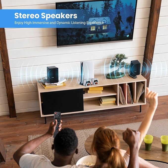 80W Powered Bookshelf Speakers, Desktop HiFi Stereo Speakers with 4 Inch Woofer, Record Player Speakers With Optical/ARC/RCA/BT/AUX Wired & Wireless Connection, Active Turntable Speakers for TV PC