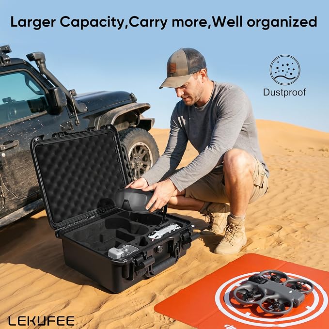 Lekufee Waterproof Hard Carrying Case for DJI Avata 360 Drone, Motion Fly More Combo, Battery (5 pcs), Goggles N3/3, RC Motion 3, DJI RC 2/RC N3/N2, FPV Controller 3, Accessories(Case Only)