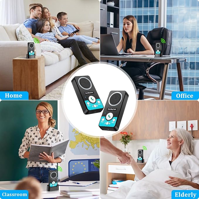 Intercoms Wireless for Home, 2 Way Audio Hands-Free Long Range Wireless Intercom System, 4 Ringtones 8 Volume Levels, Up to 10 Days Standby Intercom Syetem for House, Office, Classroom, Black