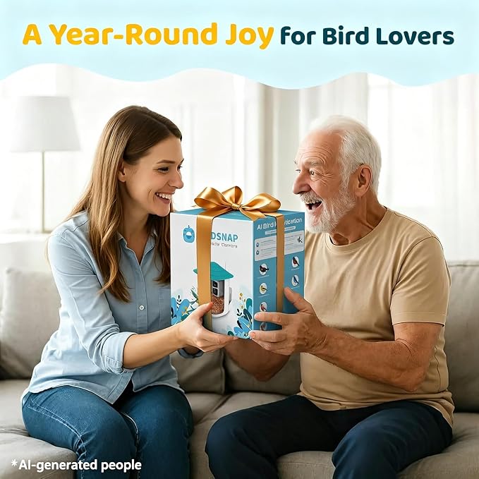 birdsnap® TUC Bird Feeder with Camera 2K HD Live with 32GB Card Auto Detect & Notify AI Identify Camera Birds Feeders Solar Powered Wireless Outdoors Backyard Gift for Mom Dad Birds Lover, 2.4G WiFi