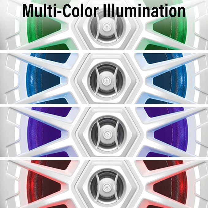 BOSS Audio Systems MRGB55W 5.25 Inch Marine Speakers - Weatherproof, 150 Watts Per Pair, 75 Watts Each, Multi-Color Illumination, Full Range, 2 Way, Sold in Pairs
