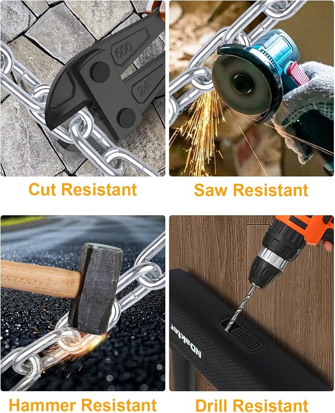 NDakter Motorcycle Chain Locks, Heavy Duty Anti Theft - 18mm Shackle, 4FT x 12mm Thickness Security Chain, Bike U Lock with 3 Keys for Ebike, Escooter, Moped and Gate