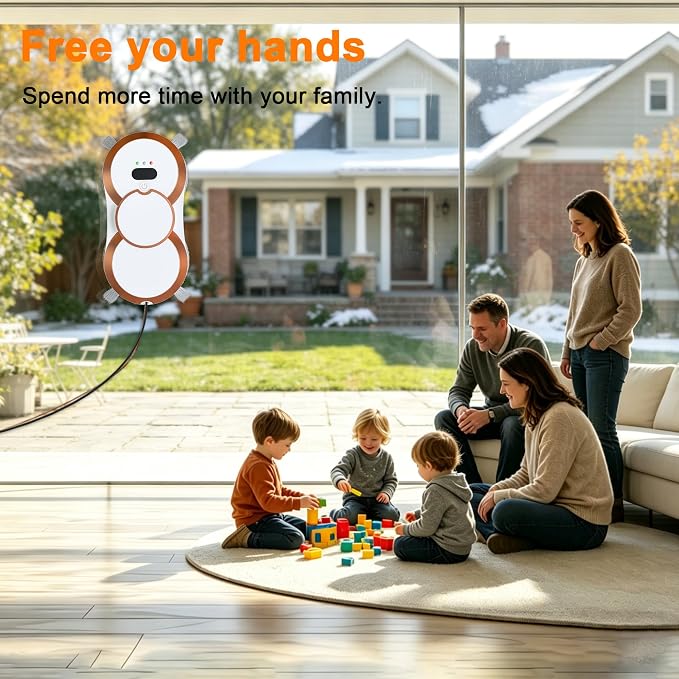 Automatic Window Cleaning Robot with Dual Spray & 3000Pa Suction, Smart Glass Cleaner for High-Rise & Hard-to-Reach Windows, Frameless Edge Detection, Anti-Drop Safety System APP Remote