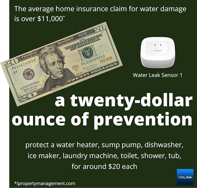 YoLink Water Leak Detector, 1/4 Mile World's Longest Range, Wireless Smart Water Leak Sensor, Alexa, IFTTT, Hub Required