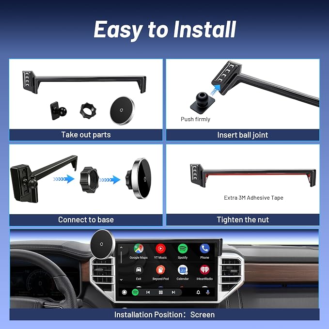 Phone Holder for for Toyota Tundra (2022-2025 2026, 14 Inch) / Toyota Sequoia (2023-26), MagSafe Car Mount Charger,Magnetic Holder,15W Wireless Charging,360° & Hands Free,3rd Gen Tundra Car Gadgets