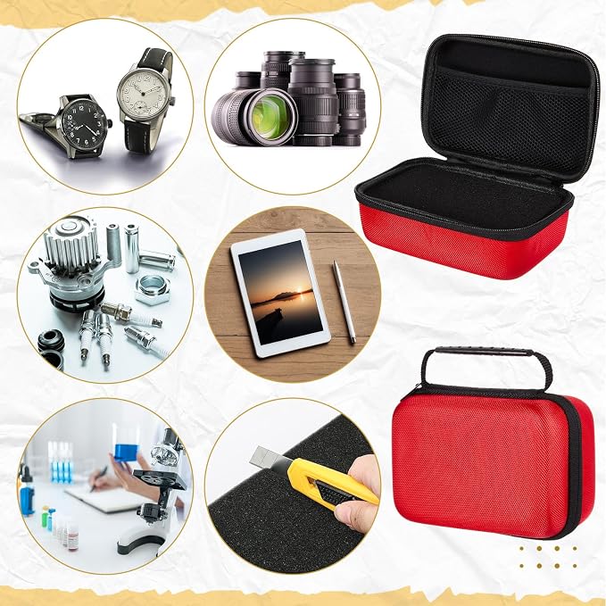Relaxweex EVA Hard Case with Customizable Foam 7.1 x 4.7 x 3.1 Inch Protective EVA Carrying Case Shockproof Outdoor for Camera, Digital Products, Electronic Instruments with Knife, Red