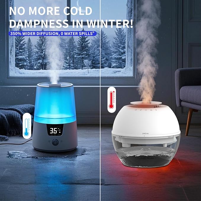 Dual-Function Humidifier & Dehumidifier Combo Air Purifier 152oz Water Tank Steam Distillation Humidification for Bedroom with Drain Hose Humidifer RV Bathroom Auto Adjustment LED Lights