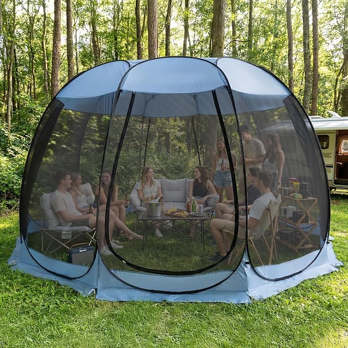 Alvantor Pop Up Screen House Tent, Instant Outdoor Gazebo with Mosquito Netting & UPF 50+ Sun Protection, Portable Canopy Shelter for Patio, Backyard, Camping (2-10 Person)