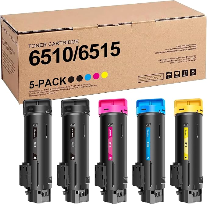 Workcentre 6515 Toner Phaser 6510 Toner Replacement for Xerox Workcentre 6515 Toner Phaser 6510 Toner Cartridge Compatible with Xerox Phaser 6510dni 6510n Workcenter 6515dni 6515dn（5 Pack