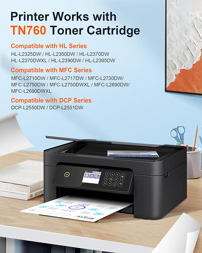 E-Z Ink Pro TN760 Toner for Brother Printer Replacement for Brother TN760 Toner TN-730/TN-760 TN730 to Use with HL-L2350DW HL-L2370DW HL-L2390DW HL-L2395DW MFC-L2710DW MFC-L2750DW Printer(4black)