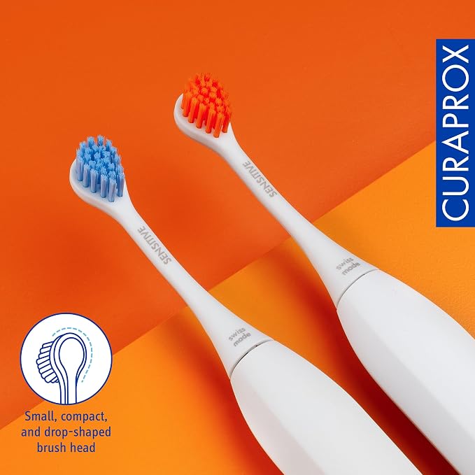 Curaprox Hydrosonic Brush Heads Rainbow Sensitive Duo – for Gentle Gum Care & Daily Cleaning | Blue/Orange, 2-Pack | Compatible with All Curaprox Sonic Models | Swiss Made