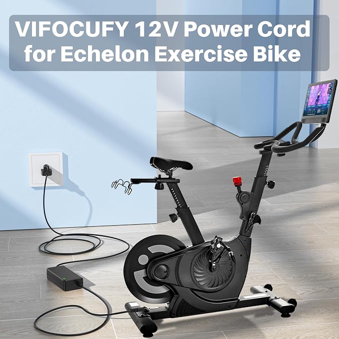 Power Cord for Echelon Connect EX-4S EX4S+ EX4S EX4S-10 CH01-EX4s ECHEX-4S15C 12V Charger Power Supply for Echelon Spin Exercise Bike Adapter with UL Listed