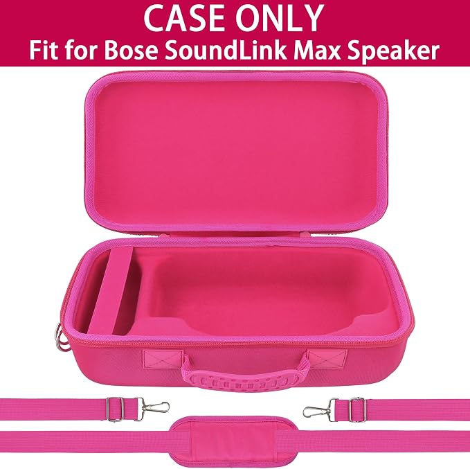 for Bose SoundLink Max Portable Speaker Hard Protective Case, Portable Travel Case Replacement with Shoulder Strap and Handle (Rose Red Case) - co2CREA