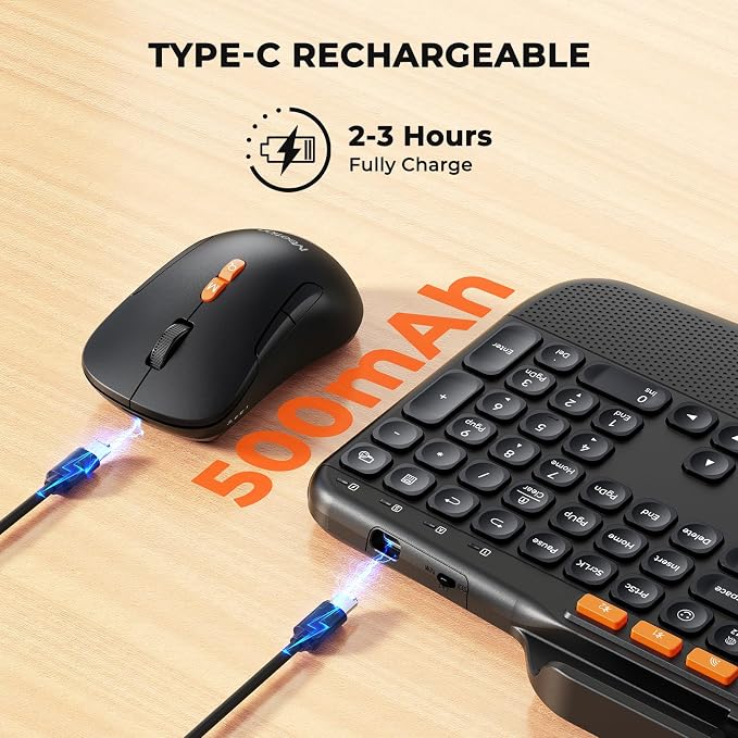 MEETION Wireless Keyboard and Mouse Combo, Ergonomic Keyboard with Wrist Rest,Tablet Stand,Scissor-Switch USB/Bluetooth Rechargeable Keyboards, 4DPI Mouse,Compatible with Windows,Mac,PC,Laptop,Tablet