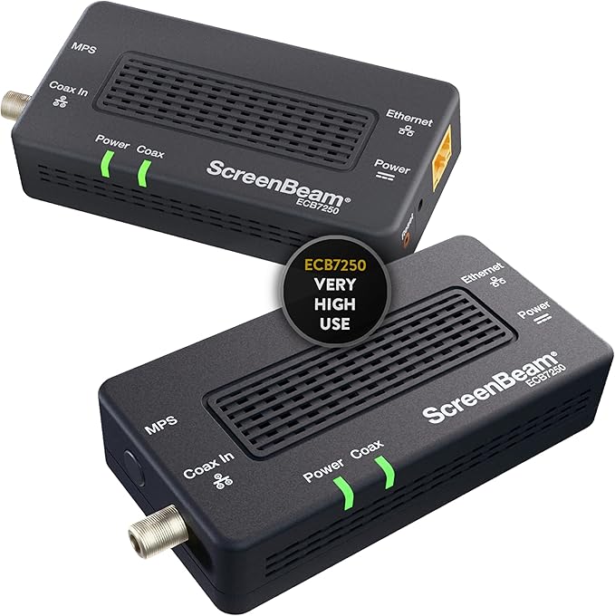 ScreenBeam Bonded MoCA 2.5 Network Adapter for Highest Speed Internet, Ethernet Over Coax - Starter Kit (Model: ECB7250K02)