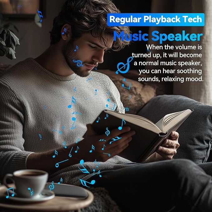 Pillow Speaker with Remote for Sleeping - Bone Conduction Speaker with 36 Built-in White Noise, Silent Bluetooth Speakers Under Pillow, Portable Sleep Bar (Without TF Card, Black)