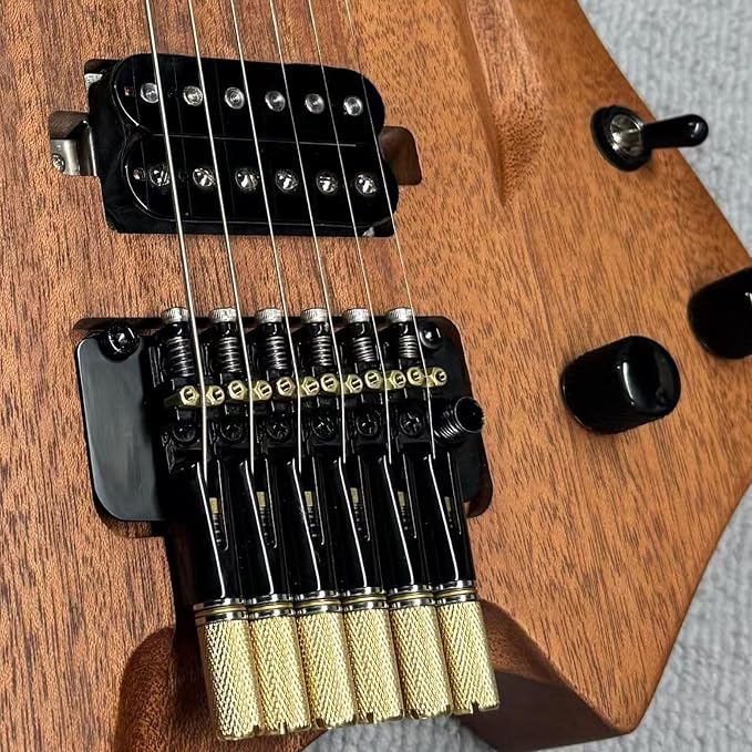 10.5mm Headless Electric Guitar Bridge Black Headless Bass Guitar Bridge Brass Saddles Zinc Alloy Plate Electric Guitar Bridge 6 String Headless Guitar Bridge Fixed