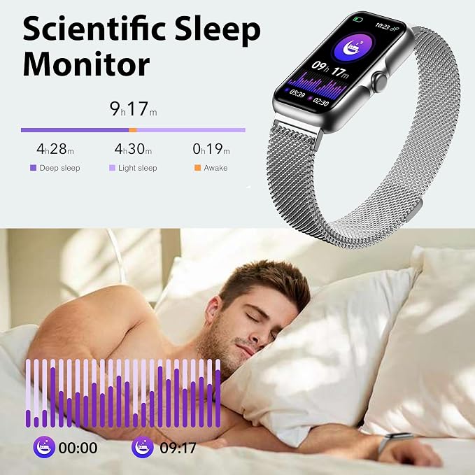Fitness Tracker with 24/7 Continuous Heart Rate, Blood Oxy-gen Monitor, Smart Watch with Sleep Monitor, IP68 Waterproof Activity Tracker Step Counter for Women Men (Silver)