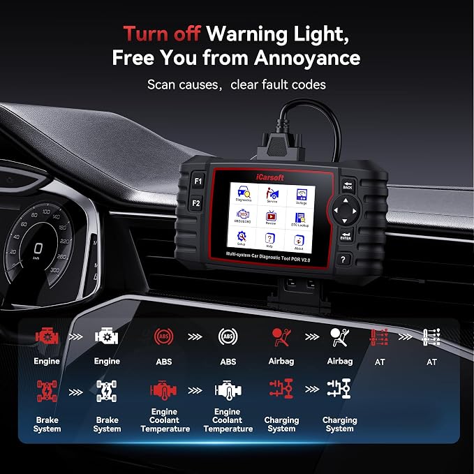 OBD2 Scanner Diagnostic Tool for Porsche/Cayenne, iCarsoft POR V2.0 Code Reader Battery Registration for Porsche, All System in-Depth Scan, with Oil Reset/SAS/EPB/BMS/ETC/DP/BLD/INJ, Battery Test