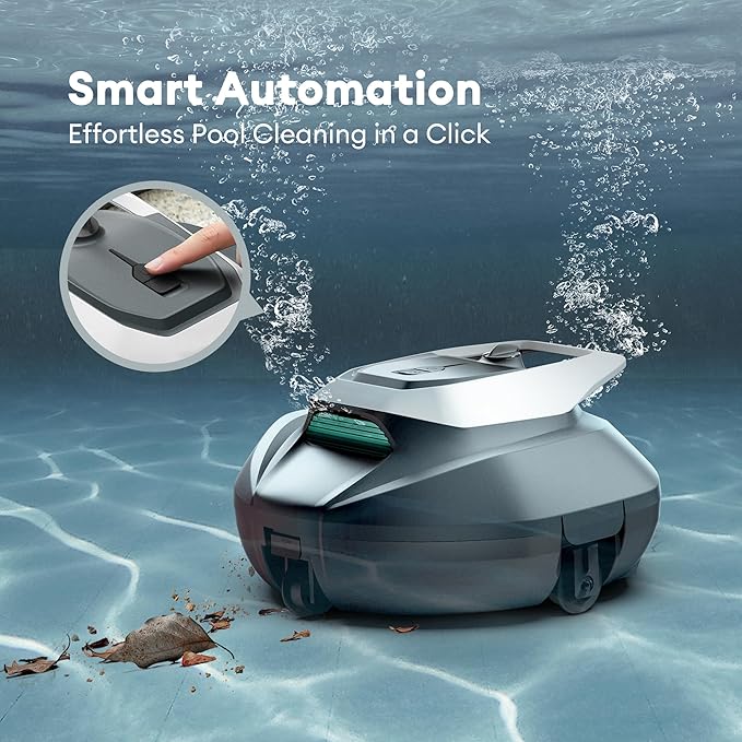 Cordless Robotic Pool Cleaner with Remote Control, Pool Vacuum for Above & In-Ground Pool with 90 Mins Runtime, Self-Parking,Fast Charging, Ideal for Above Ground Pools up to 850 Sq.ft