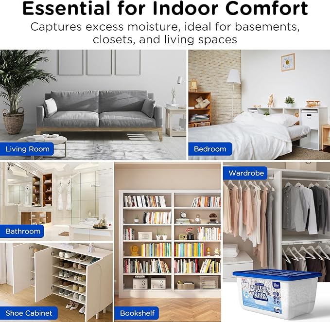 W&E Choice Moisture Absorber, Large Capacity Dehumidifier for Home, Bulk Humidity Pack for Closet, Dehumidifier with Fragrance Free,12Pack