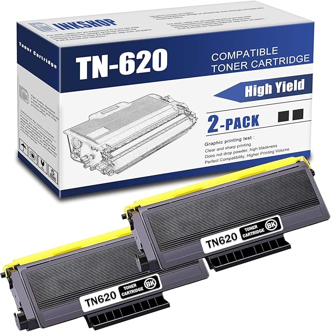 TN620 Compatible TN-620 Black High Yield Toner Cartridge Replacement for Brother TN-620 HL-5240 HL-5250DN MFC-8370 MFC-8460N DCP-8060 Toner (2 Pack)