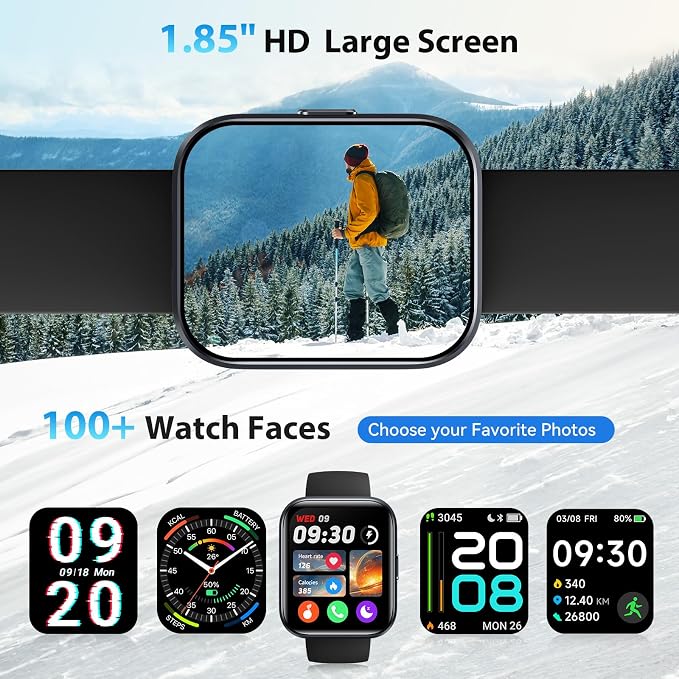 Smart Watch for Men, Mens Smart Watches for Android/iPhone/Samsung, Make/Answer Call & Alexa, Smartwatch with Heart Rate/Sleep/SpO2/Stress Monitor, 100+ Sport Modes Waterproof Fitness Tracker-Black