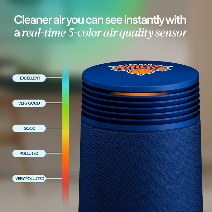 BLUEAIR x New York Knicks Champions Edition Blue Signature Small Smart Air Purifier, Home & Office, Air Cleaner for Pets, Allergies, Dust & Smoke, Cleans 1,190 Sq Ft Per Hour, Quiet HEPA Air Purifier