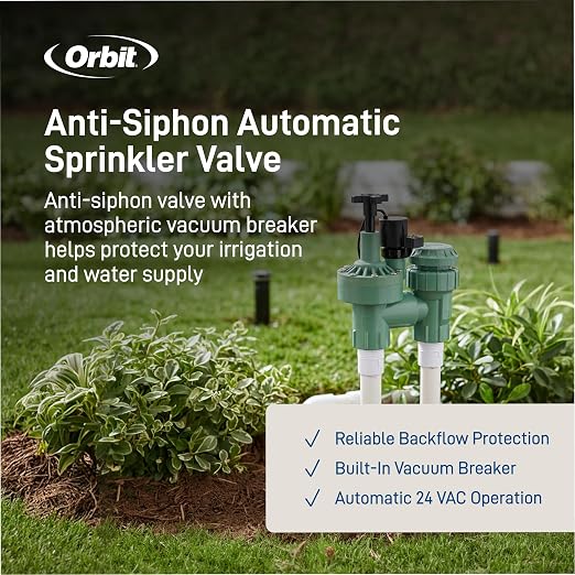 Orbit 57623 3/4" FPT 100 Series Anti-Siphon Automatic Sprinkler Valve with Flow Control (Pack of 2)
