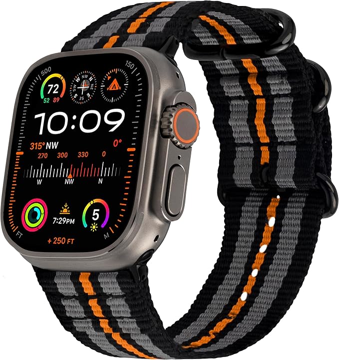 Hiking Trail Nylon Band | The Original Rugged Compatible with Apple Watch Band for Men & Women - Soft, Breathable, Woven Water-Resistant Nylon Mens iWatch Strap | Fits Ultra 2 & Ultra 49mm 46mm 45mm 44mm Series 10 & All Models (Racing Stripe)