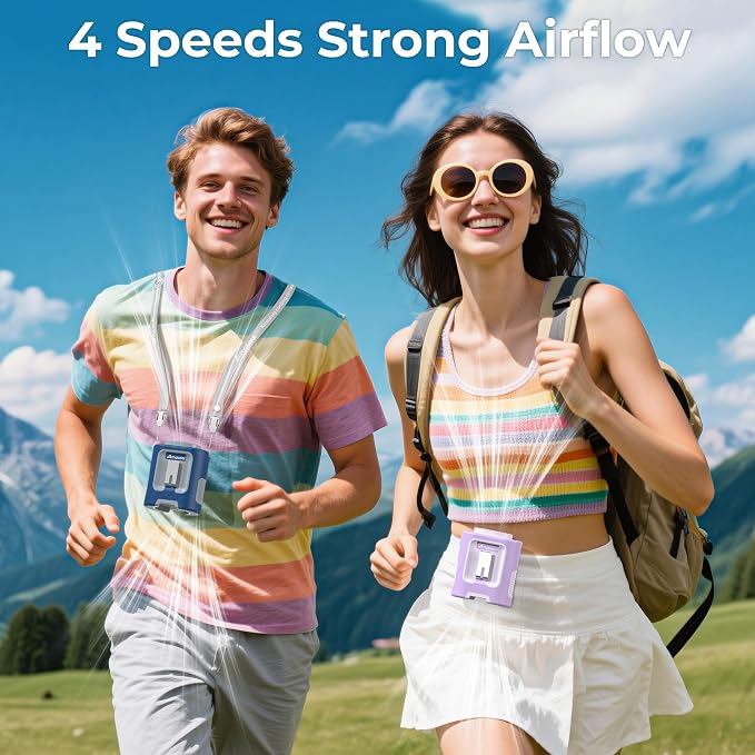 AMACOOL Mini Portable Waist Fan Clip on, Gifts for Father Him Men Dad Husband, 13000RPM Rapid-Cooling Personal Neck Fans, Wearable Shirt Belt Fan for Women Men Outdoor Work Jobsite Travel Camping