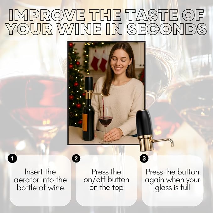 Sip and Shimmer Modern Wine Gift Set, includes Wine Aerator, Wine Opener, Foil Cutter, and a Stand; Great as a Christmas Gift for a wine lover