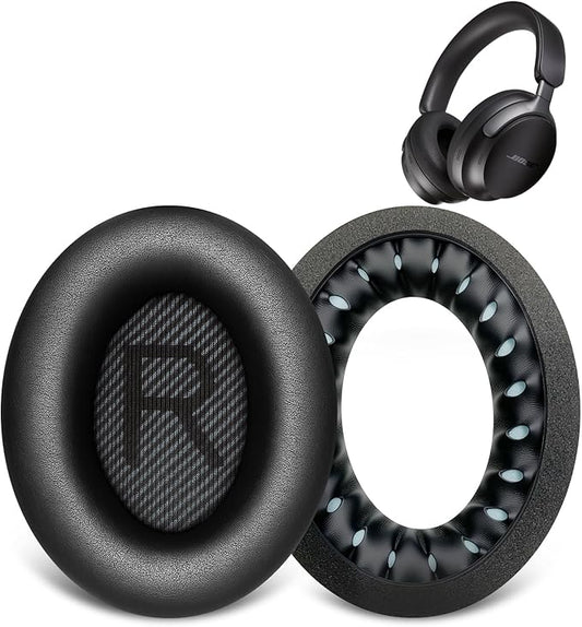KASOTT Replacement Ear Pads for Bose QC45/35/25/15/QC2/Ae2/Ae2W/Sound Link/Sound True Headphones,Softer Leather,Noise Isolation Memory Foam,Added Thickness,Durability,Quiet Comfort (Black)