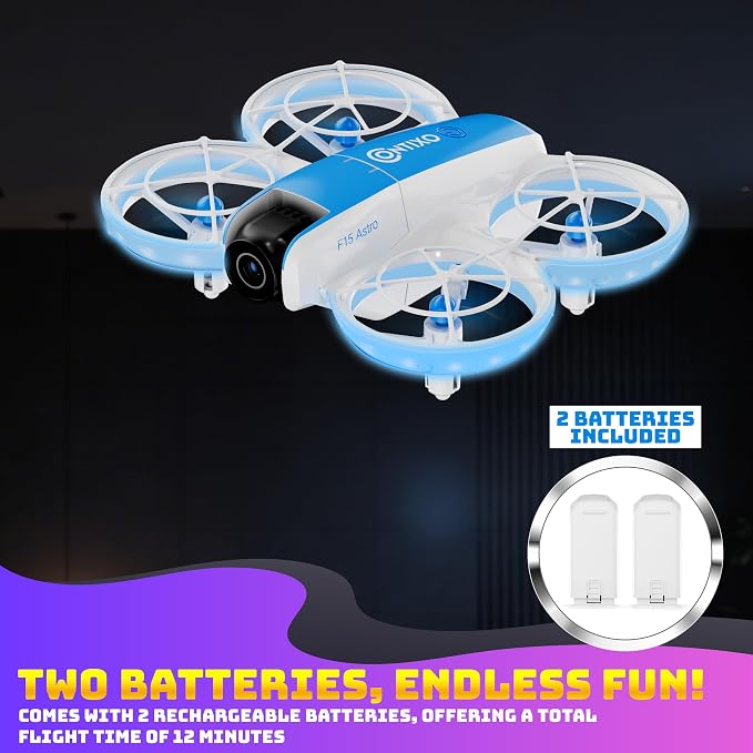 Contixo F15 Astro Mini Drone with 2.4" Screen Remote – 720P HD Dual Camera, Live Video Display, Optical Flow Hover, One-Key Takeoff/Landing, 360° Stunts, 2 Batteries, Beginner Drone for Kids & Adults