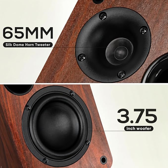 Saiyin Bluetooth Bookshelf Speakers, 30W X 2 Powered TV Speakers with 3.75 Inch Woofer, Turntable Speakers with Optical/AUX/RCA Input for PC and TV | 30W*2, 3.75 Inch Woofer, Optical/AUX/RCA/Bluetooth Input, TV/Turntable/Record Player/Computer/PC