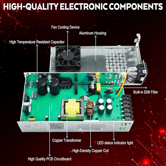 VAYALT 24V 20.8A 500W DC Switching Power Supply, Universal Regulated Switching AC 110V/220V to DC 24V Transformer, 24V Power Supply for Industrial, CCTV, Computer Project, 3D Printer, LED Strip Light