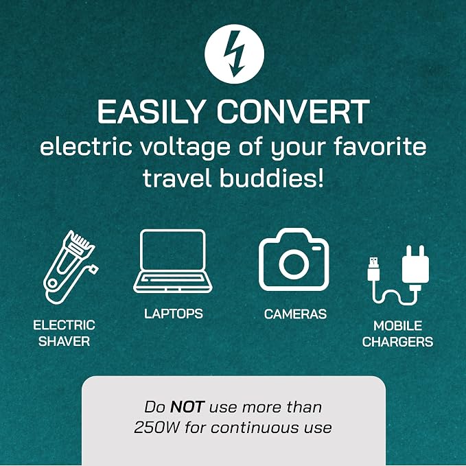LiteFuze 500 Watt Step Up/Step Down Travel Voltage Converter, 220/110v to 110/220v converter with Type E/F Plug – Compatible with Hair Straightener, Camera, Laptop & More