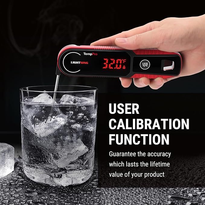 TempPro Lightning 1-Sec Instant Read Meat Thermometer, Kitchen Food Thermometer with 180° Rotating Display, IP67 Waterproof Cooking Thermometer for Deep Fry Smoker BBQ Grill (Previously ThermoPro)