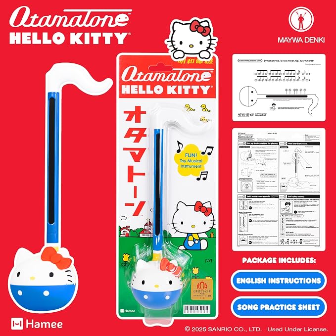 Otamatone Classic Hello Kitty – Officially Licensed Sanrio Electronic Musical Instrument, Portable Synthesizer Toy from Japan by Maywa Denki, Fun Gift for Kids Teens Adults