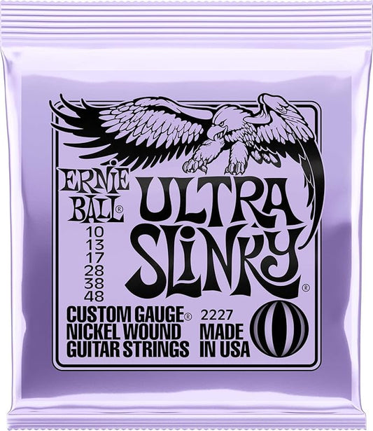 Ernie Ball Ultra Slinky Nickel Wound Electric Guitar Strings, 10-48 Gauge (P02227)