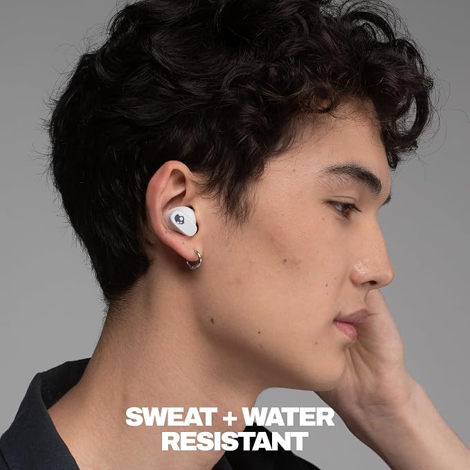 Skullcandy Smokin’ Buds 360 Wireless Earbuds, Bluetooth Headphones, Noise Isolating Fit, Up to 20 Hours Battery, IPX4 Sweat and Water Resistant, Microphone for iPhone Android - Bone