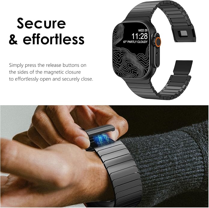 NewWays Titanium & Stainless Steel Link Bracelet for Apple Watch Band Ultra 3 2 1 Band 49mm Series11 10 46mm 42mm 45mm 44mm 41mm 40mm 38mm Series 3-11