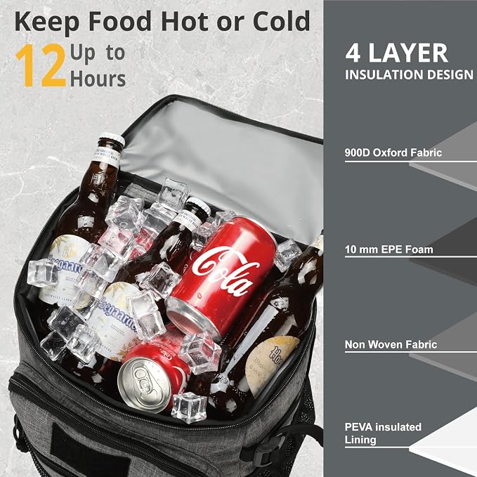 25L Backpack Cooler Keep All Drink Cold for Long Periods of Time Cooler Backpack Insulated Waterproof Portable High Durability Small Cooler Backpack with Compartment for Hiking Camping Beach