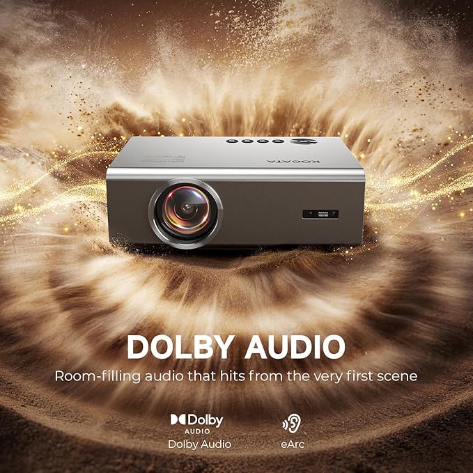 4K Projector with WiFi and Bluetooth, VIDAA Smart Projector 1200+ APPs&Official AirPlay&Voice Control 2000 ANSI Auto Focus Keystone Indoor/Outdoor Projector 60W Dolby Home Theater