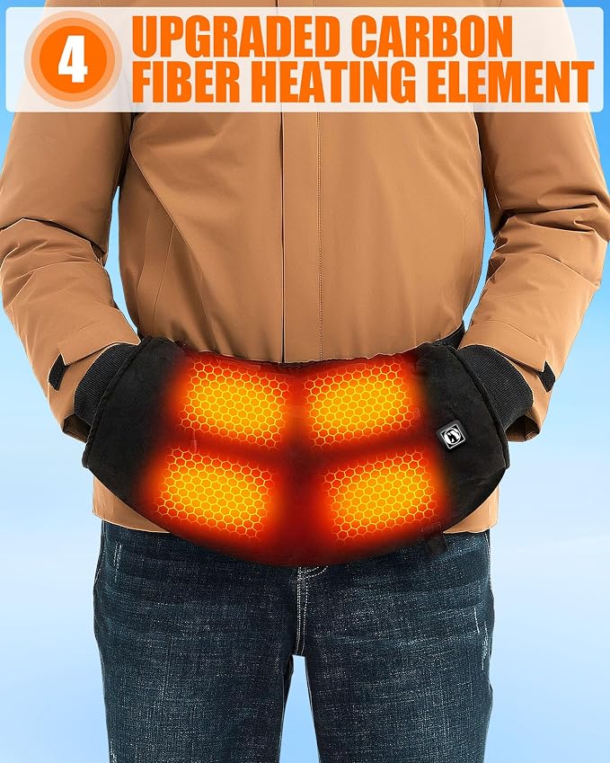 10000mAh Hand Warmer Pouch - Thickened Waterproof Heated Hand Muff, 4 Heating Zone, 3 Temperature Control, for Outdoor Hunting, Camping, Football, Golf
